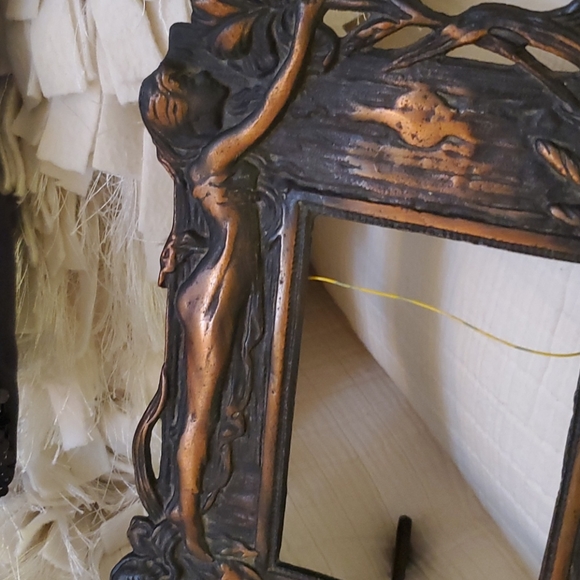 19c.Antique Art Nouveau Copper Naked Lady Unique Picture Frame - Picture 2 of 3